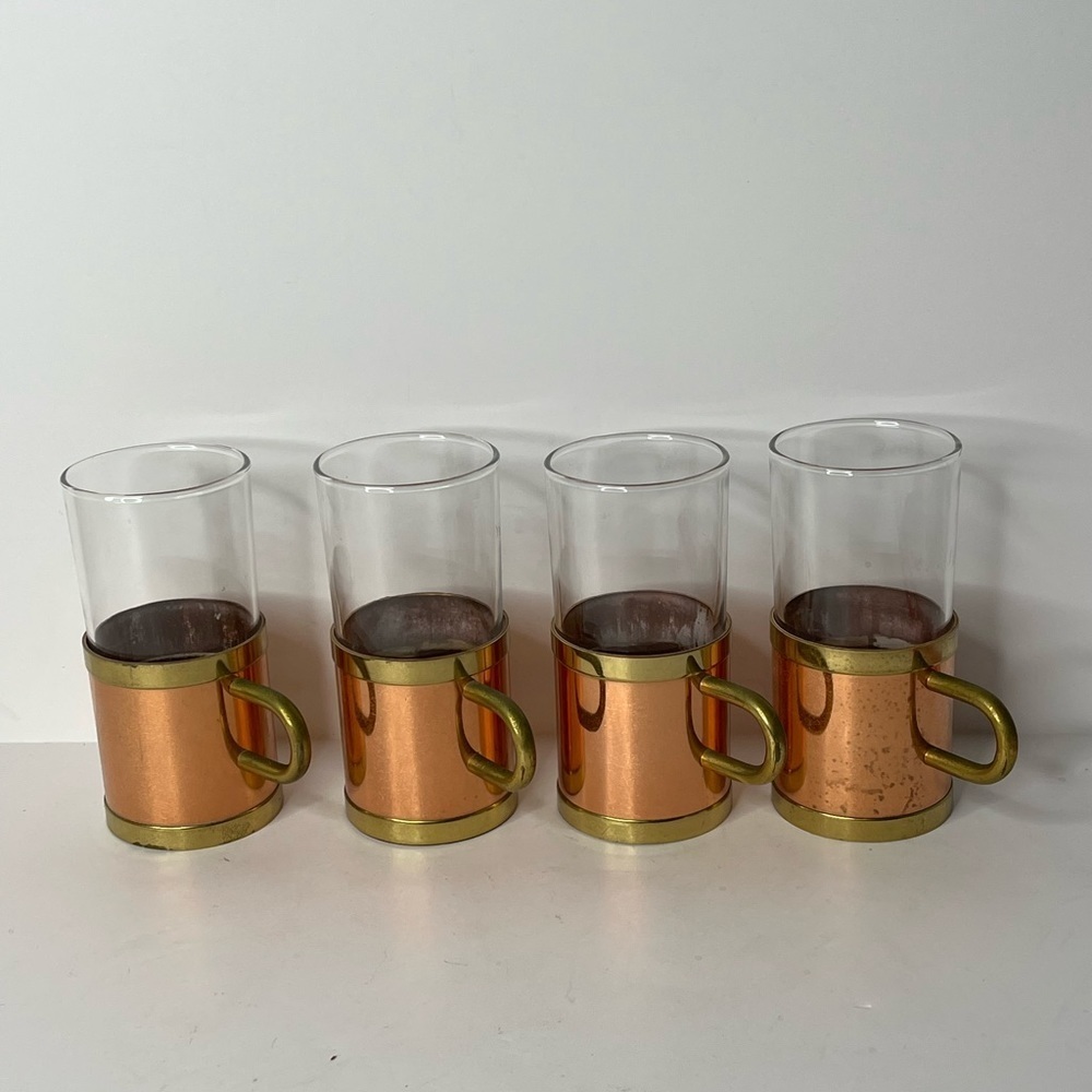 Mid-Century Modern Copper Irish Coffee Tea Glass - Set of 4 - Picture 6 of 16